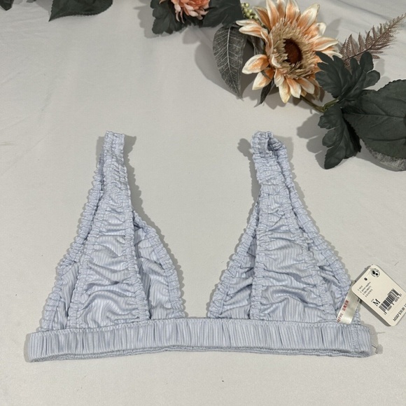 NWT Free People‎ [ Medium ] Wait & See Stripe Ribbed Bralette Palest Blue - Picture 6 of 14